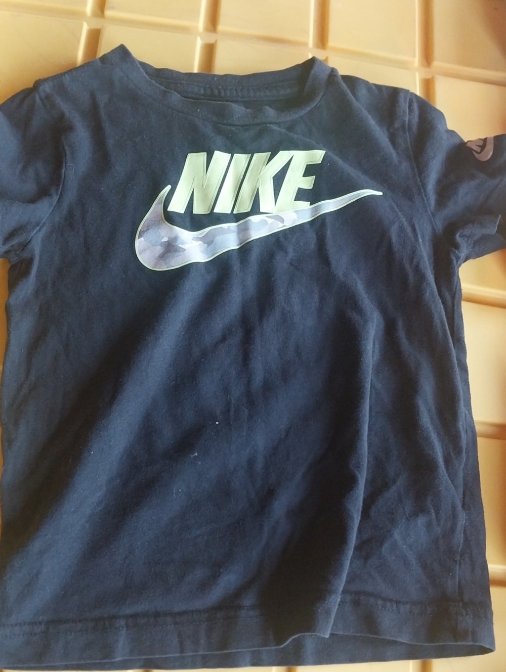 Nike Kids Dark Blue Tee with Camo Swoosh Logo